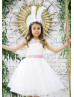 White 3D Floral Flower Girl Dress